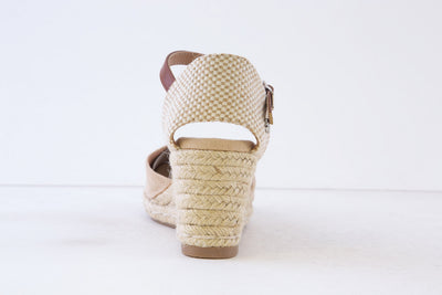 XTI - 140746 MEDIUM WEDGE ANKLE STRAP ESPADRILLE SHOE - BEIGE/TAN