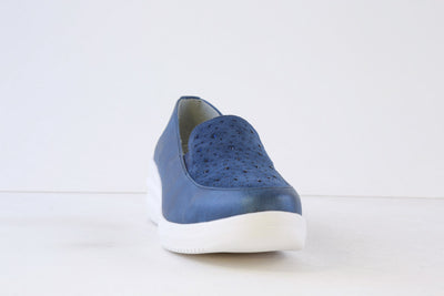 HEAVENLY FEET - CHARLY LOW WEDGE SLIP-ON SHOE - NAVY