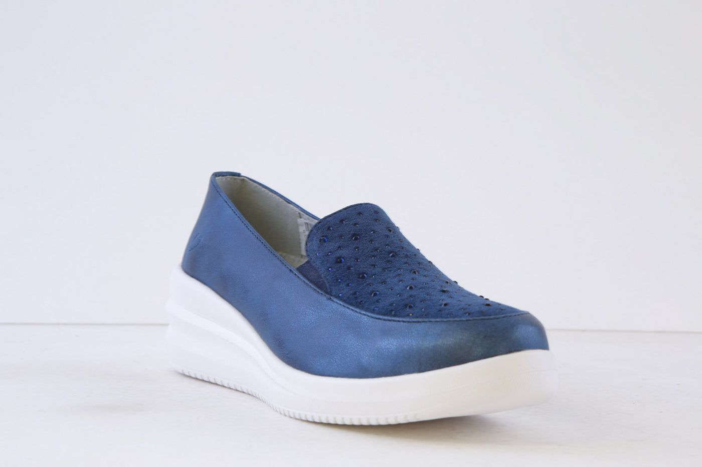 HEAVENLY FEET - CHARLY LOW WEDGE SLIP-ON SHOE - NAVY