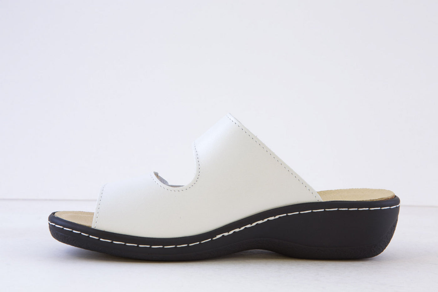 BELVIDA - 42.463  FLAT DOUBLE VELCRO MULE - WHITE