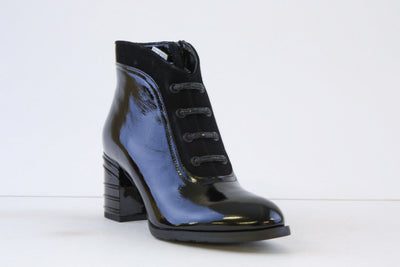 BIOECO - 7773/1974 MEDIUM HEEL ANKLE BOOT - BLACK PATENT