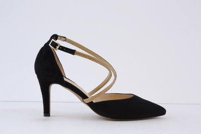 EMIS - 8126/821 HIGH HEEL HEEL-IN SHOE - BLACK/GOLD