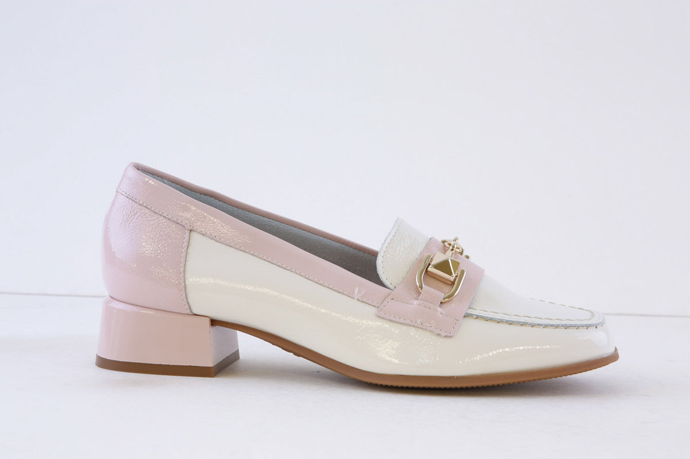 PITILLOS - 10481 LOW HEEL SLIP-ON SHOE - WHITE/PINK