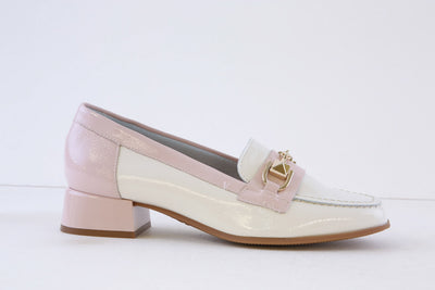 PITILLOS - 10481 LOW HEEL SLIP-ON SHOE - WHITE/PINK