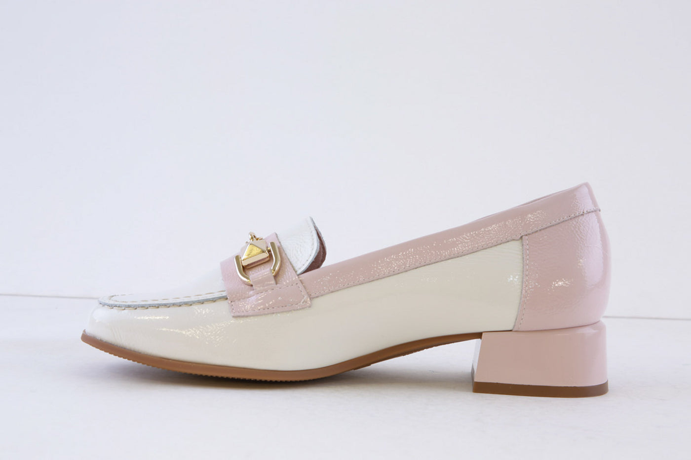 PITILLOS - 10481 LOW HEEL SLIP-ON SHOE - WHITE/PINK