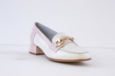 PITILLOS - 10481 LOW HEEL SLIP-ON SHOE - WHITE/PINK