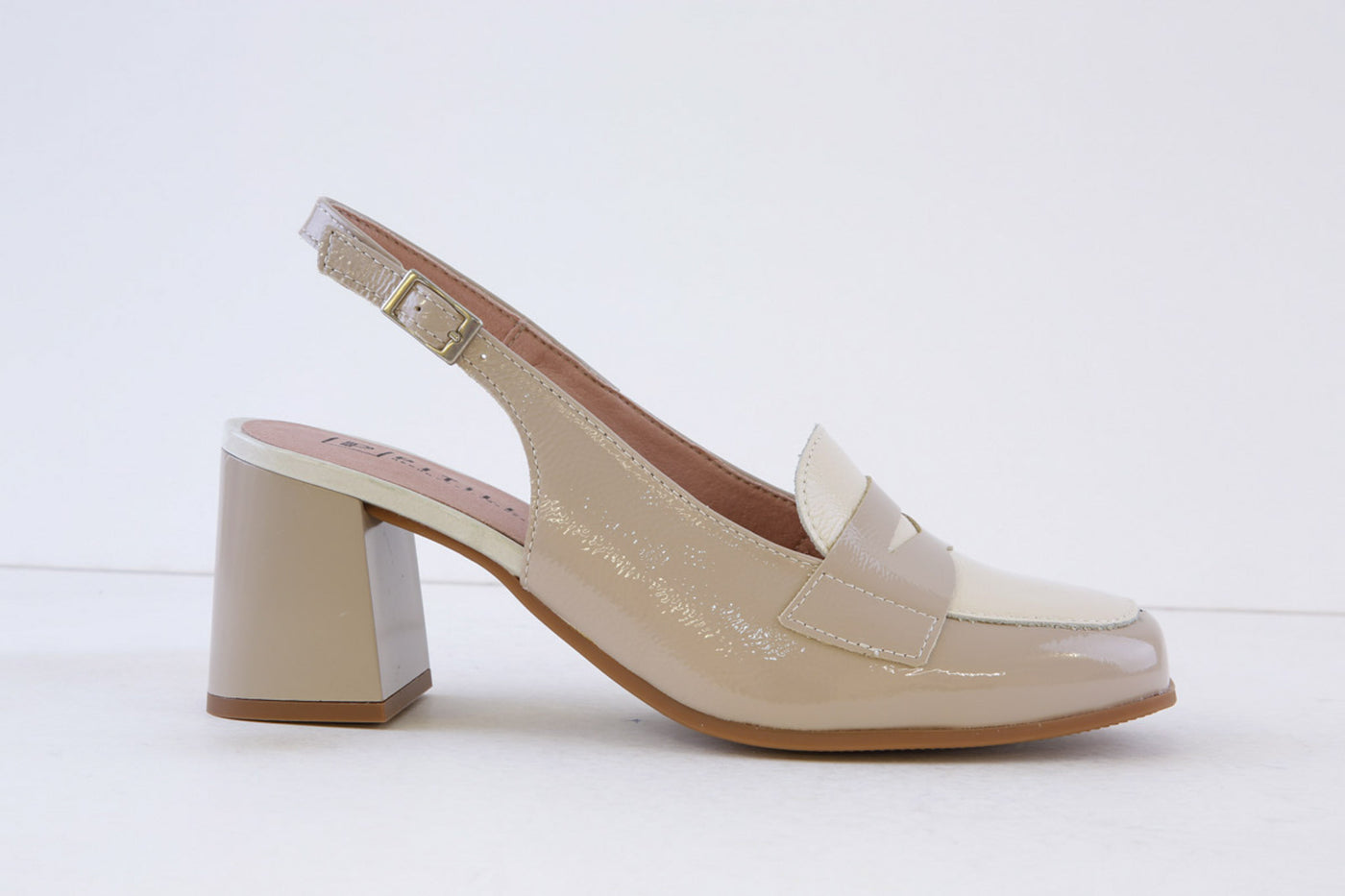 PITILLOS - 10491 MEDIUM HEEL SLING-BACK SHOE - TAUPE/CREAM