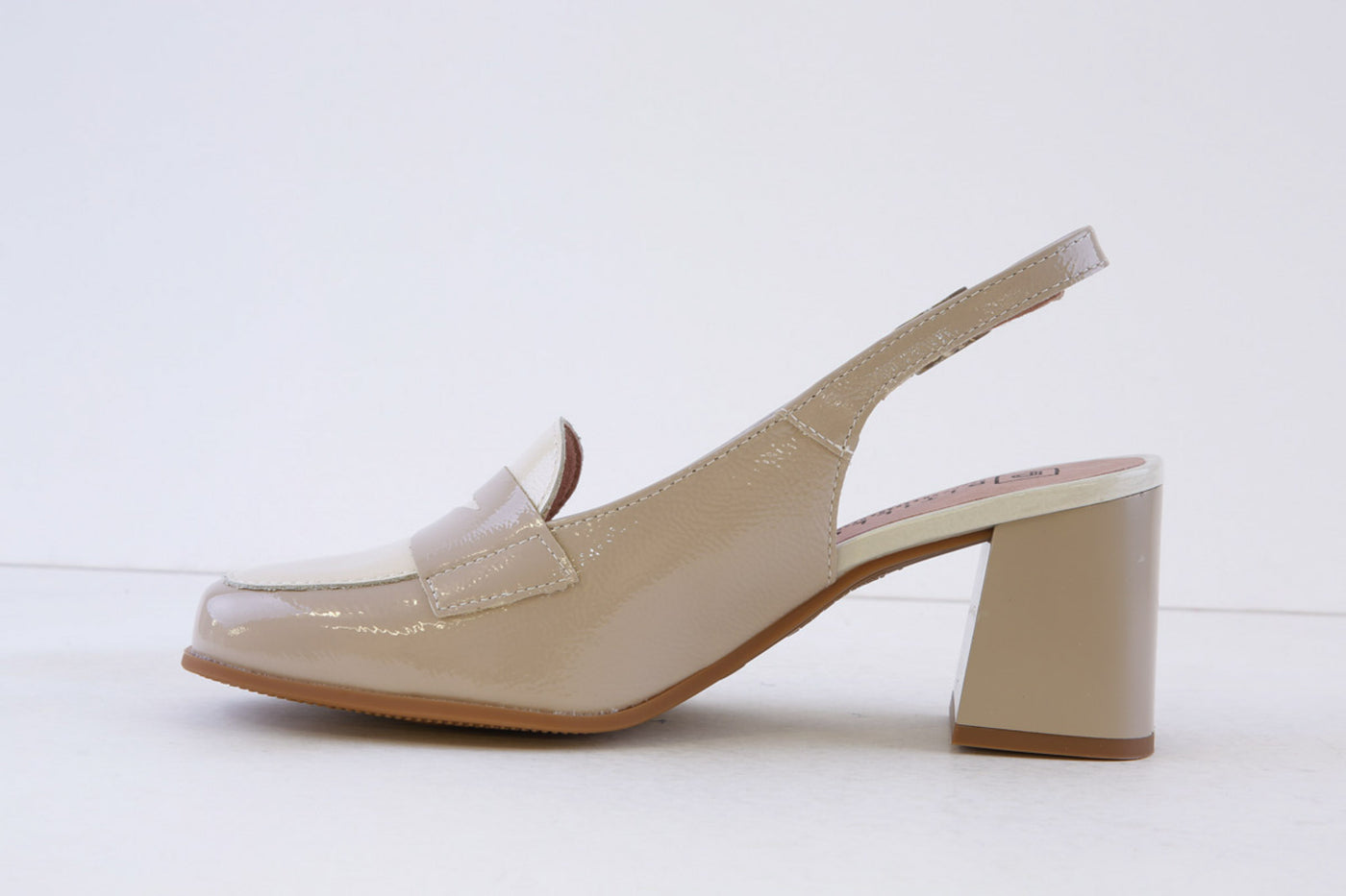 PITILLOS - 10491 MEDIUM HEEL SLING-BACK SHOE - TAUPE/CREAM