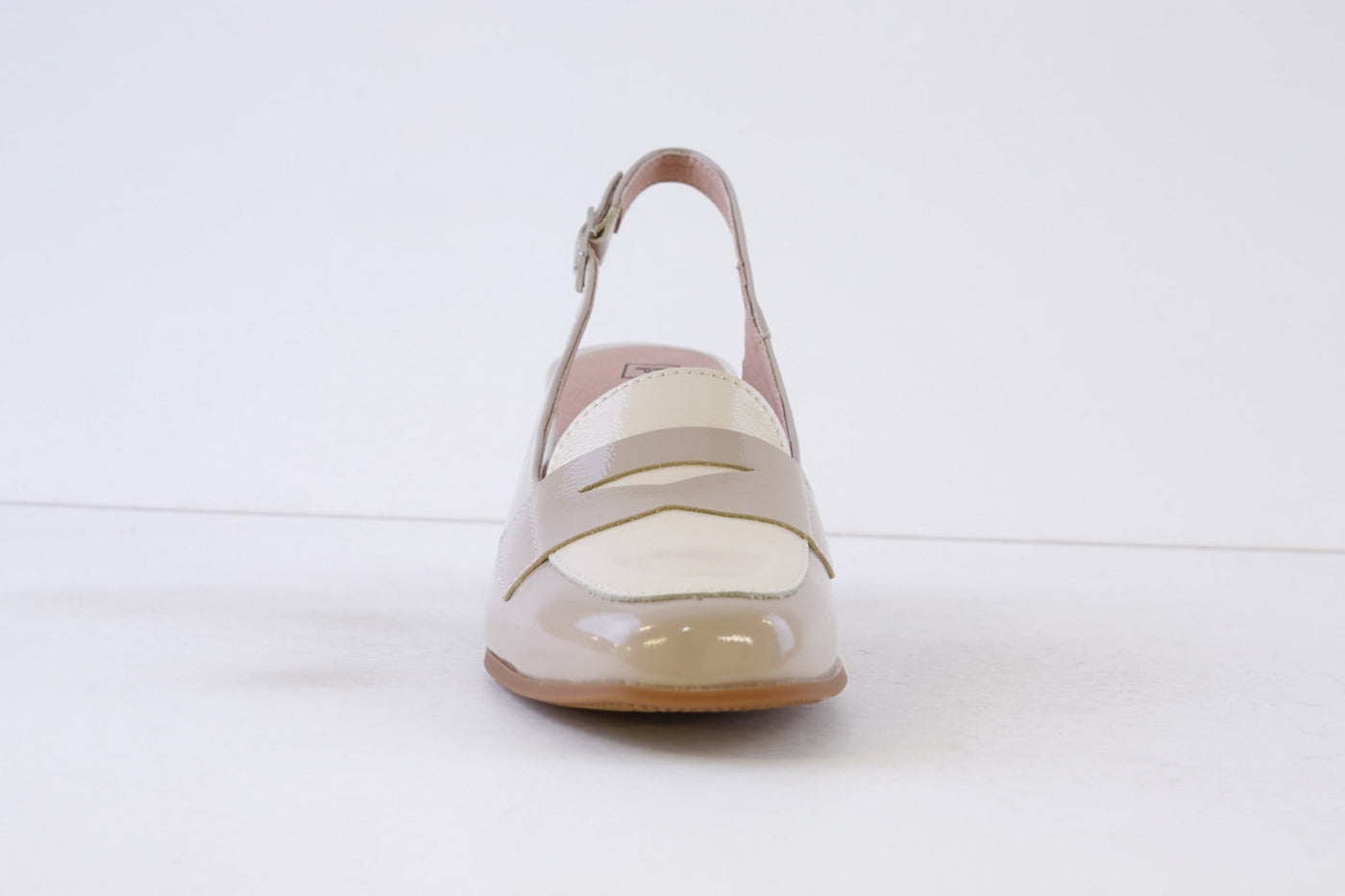 PITILLOS - 10491 MEDIUM HEEL SLING-BACK SHOE - TAUPE/CREAM