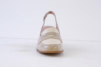 PITILLOS - 10491 MEDIUM HEEL SLING-BACK SHOE - TAUPE/CREAM