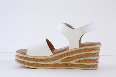 VALERIAS - 1964 MEDIUM WEDGE PLATFORM SANDAL - WHITE