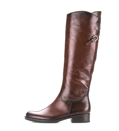 GABOR - 51.604.28 LOW HEEL LONG BOOT WITH ZIP - BROWN LEATHER