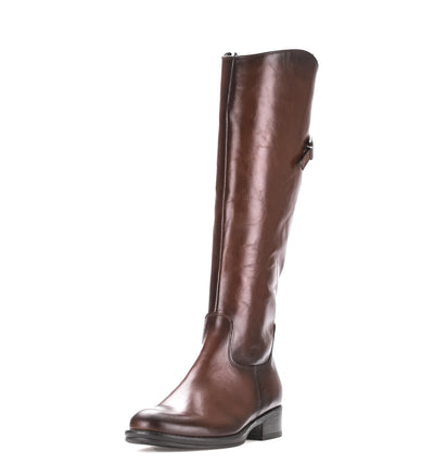 GABOR - 51.604.28 LOW HEEL LONG BOOT WITH ZIP - BROWN LEATHER