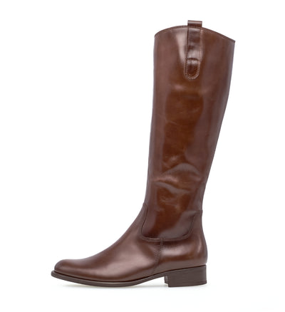 GABOR - 51.648.28 LOW HEEL LONG BOOT - BROWN LEATHER