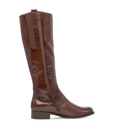 GABOR - 51.648.28 LOW HEEL LONG BOOT - BROWN LEATHER