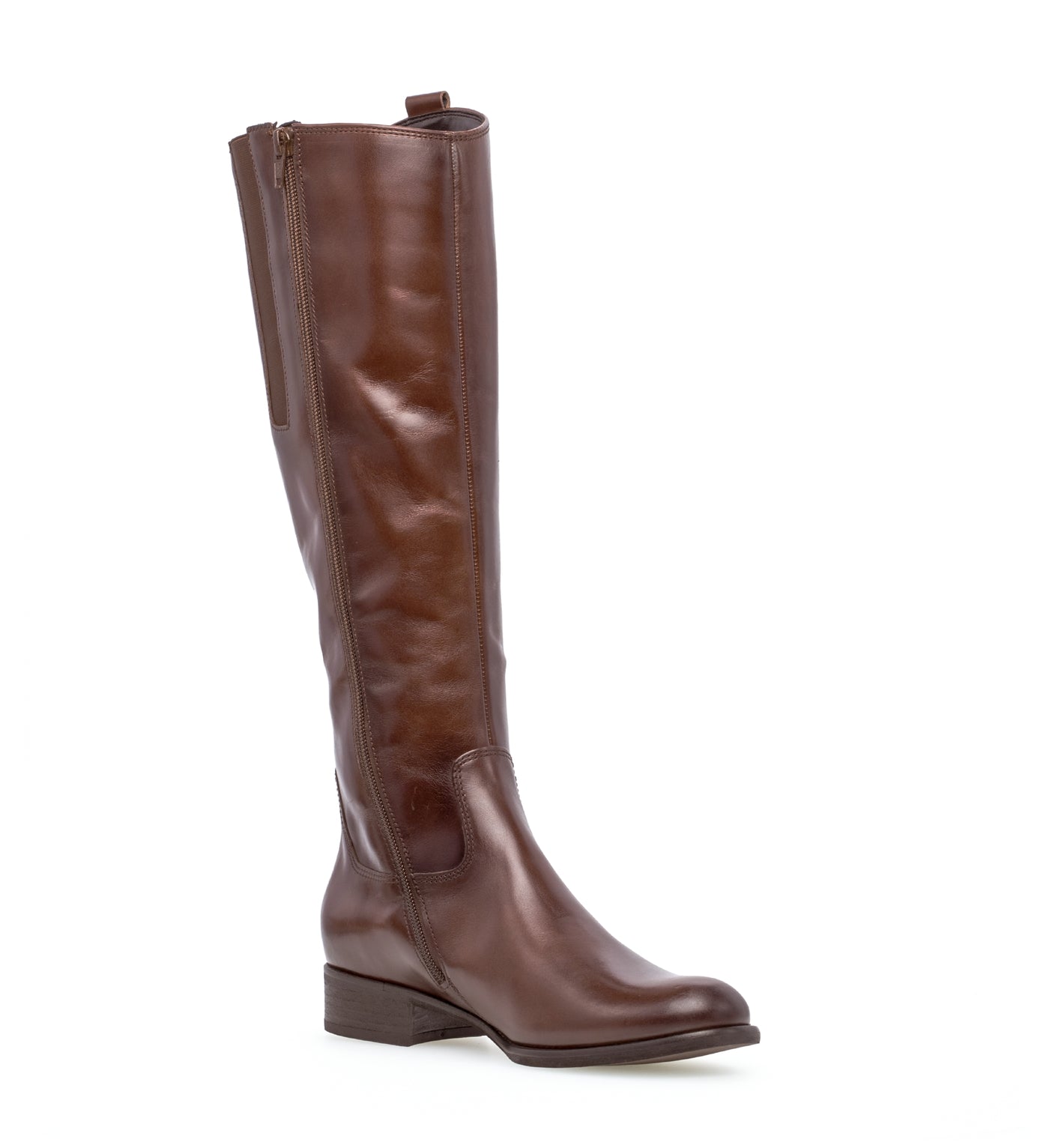 GABOR - 51.648.28 LOW HEEL LONG BOOT - BROWN LEATHER