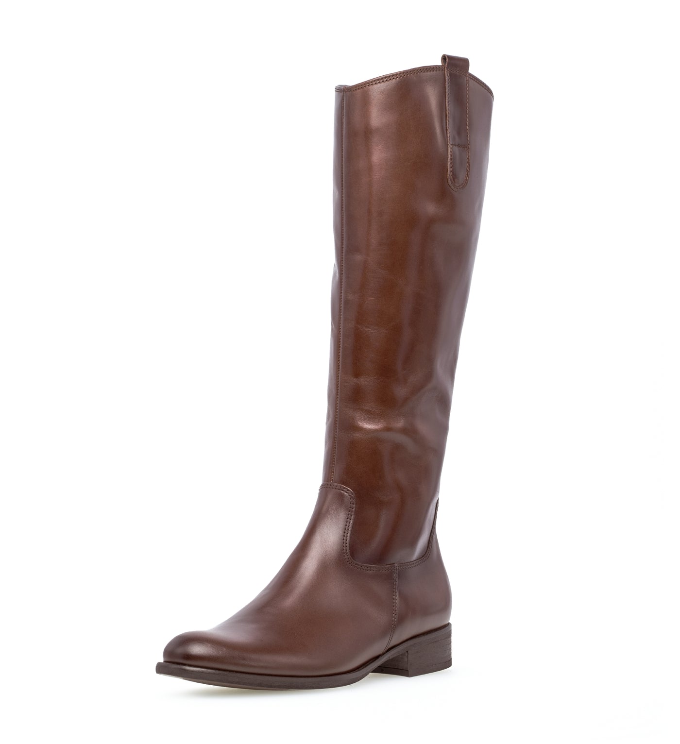 GABOR - 51.648.28 LOW HEEL LONG BOOT - BROWN LEATHER