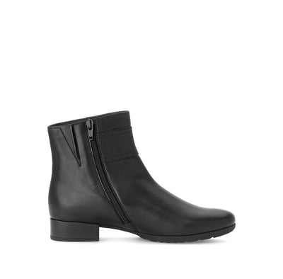 GABOR - 52.712.57 LOW HEEL ANKLE BOOT - BLACK LEATHER