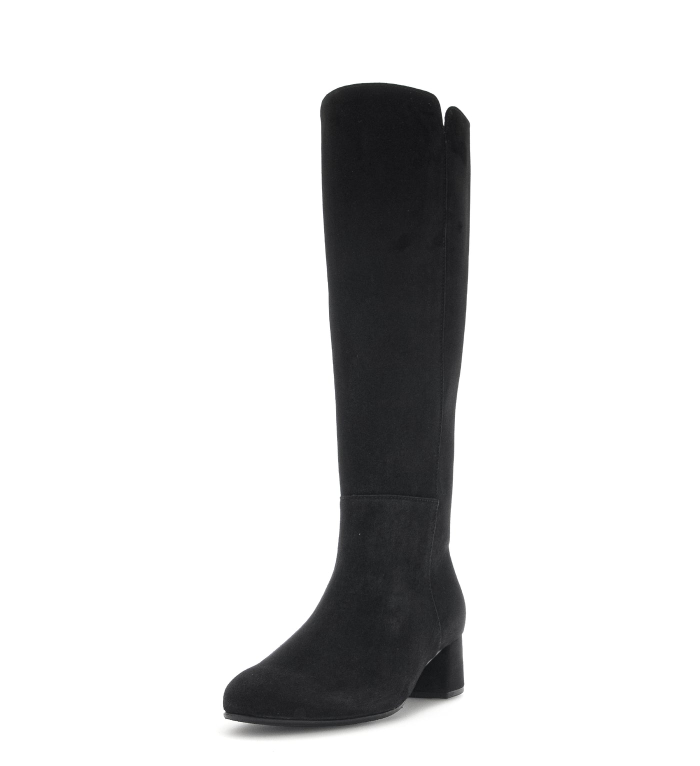 GABOR - 55.689.17 LOW HEEL LONG ZIP BOOT - BLACK SUEDE