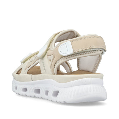 RIEKER - 64074-60 FLAT VELCRO COMFORT SANDAL - CREAM