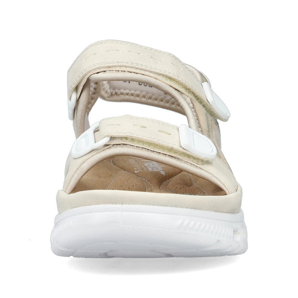 RIEKER - 64074-60 FLAT VELCRO COMFORT SANDAL - CREAM