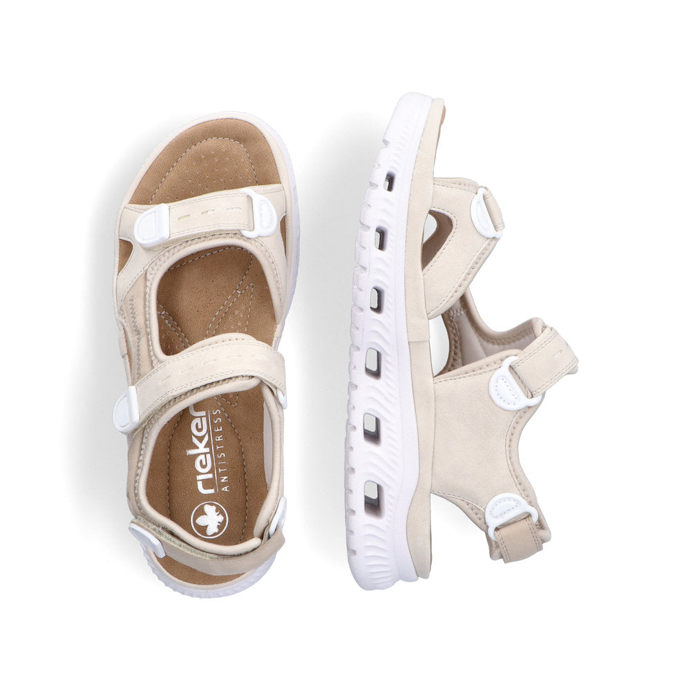 RIEKER - 64074-60 FLAT VELCRO COMFORT SANDAL - CREAM