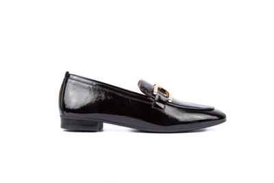 UNISA - BAXTER LOW HEEL SLIP-ON SHOE - BLACK PATENT