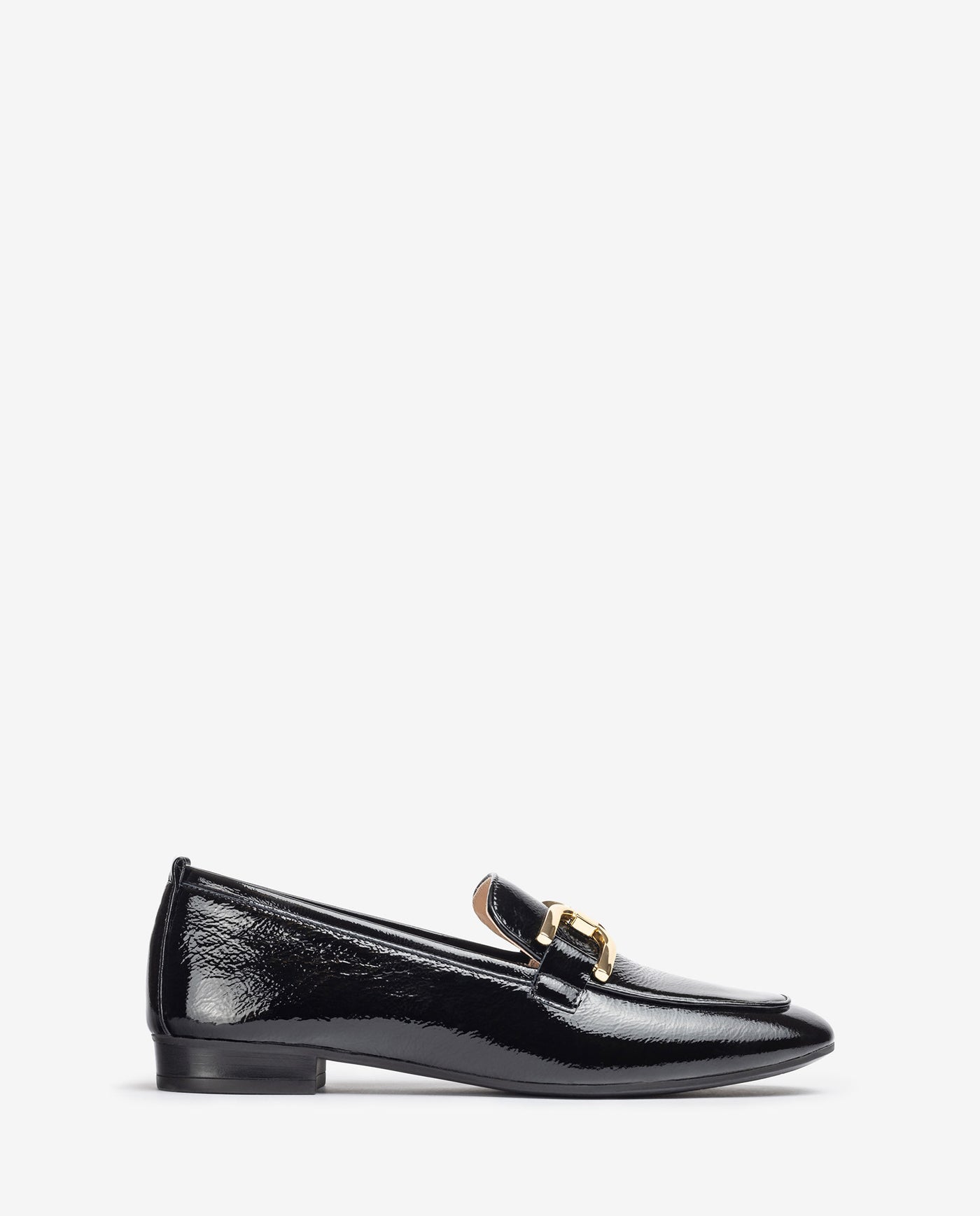 UNISA - BAXTER LOW HEEL SLIP-ON SHOE - BLACK PATENT