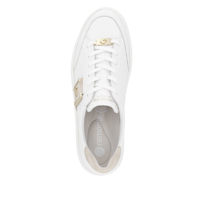 REMONTE - D1C07-80 LOW WEDGE SHOE- G WIDTH - WHITE/GOLD