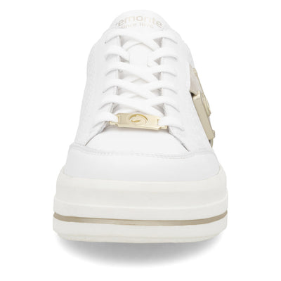 REMONTE - D1C07-80 LOW WEDGE SHOE- G WIDTH - WHITE/GOLD