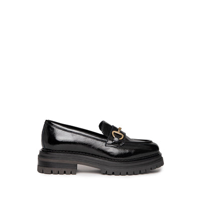 NEROGIARDINI - I205105D 100 CHUNKY LOAFER WITH CHAIN DETAIL - BLACK PATENT