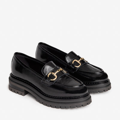 NEROGIARDINI - I205105D 100 CHUNKY LOAFER WITH CHAIN DETAIL - BLACK PATENT