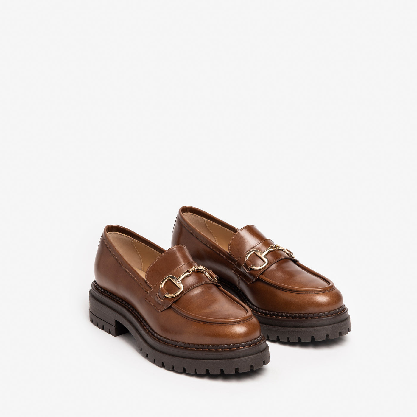 NEROGIARDINI - I217715D 400 CHUNKY LOAFER WITH CHAIN DETAIL - TAN LEATHER