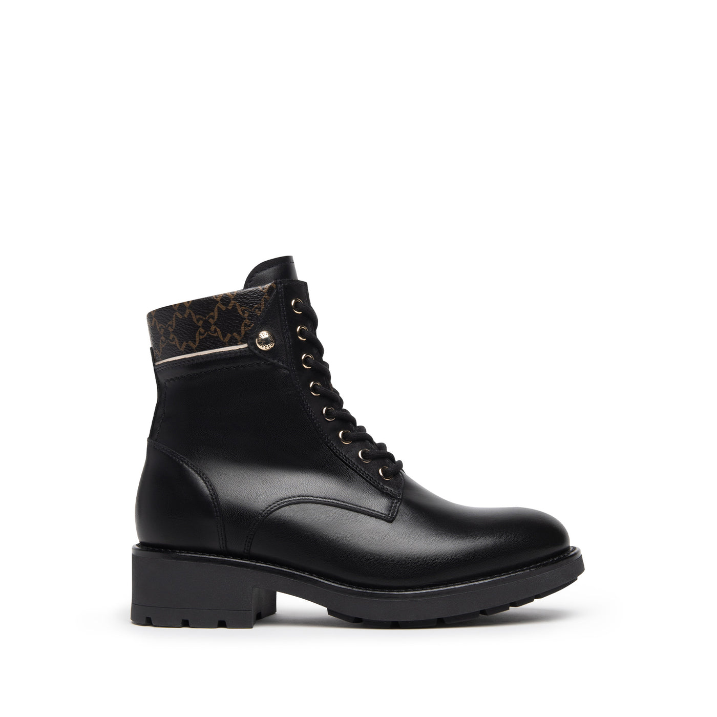 NEROGIARDINI - I309001D 100 FLAT LACED BOOT WITH SIDE ZIP - BLACK LEATHER