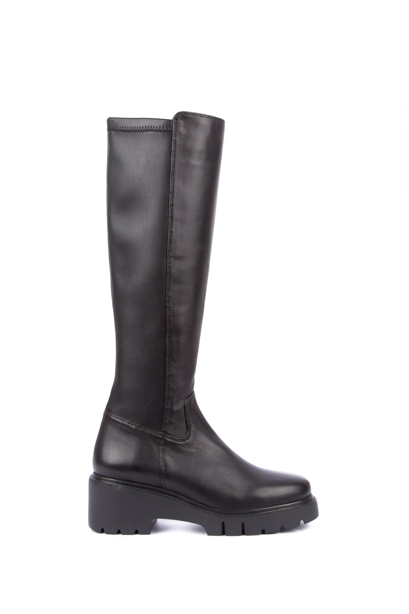 UNISA - JACE FULL LENGTH CHUNKY SOLE BOOT - BLACK LEATHER