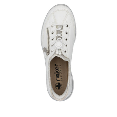 RIEKER - L32F1-80 MOC TOGGLE LACE SLIP-ON SHOE - WHITE