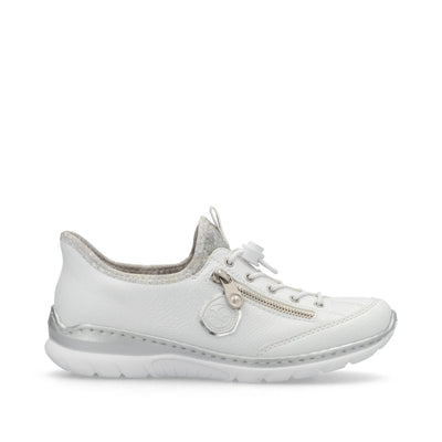 RIEKER - L32F1-80 MOC TOGGLE LACE SLIP-ON SHOE - WHITE