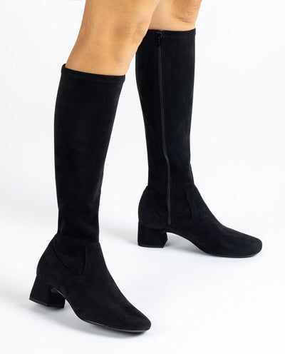 UNISA - LAPES FULL LENGTH MEDIUM HEEL BOOT - BLACK SUEDE