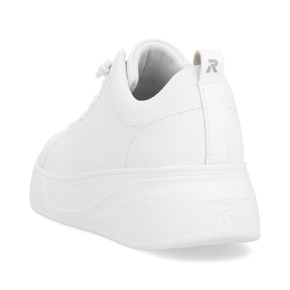 RIEKER - W2301-80 MOCK LACED WEDGE FASHION TRAINER - WHITE