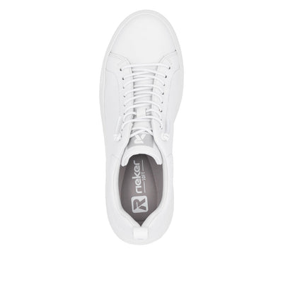 RIEKER - W2301-80 MOCK LACED WEDGE FASHION TRAINER - WHITE