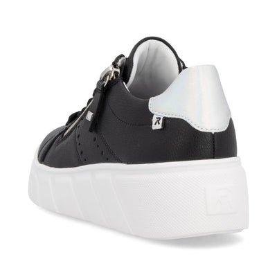 RIEKER - W2605-00 LACE/ZIP FASHION SHOE - BLACK/WHITE