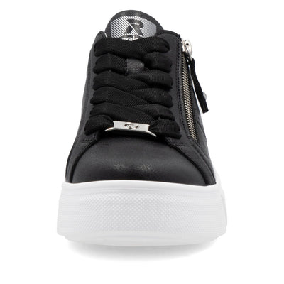 RIEKER - W2605-00 LACE/ZIP FASHION SHOE - BLACK/WHITE