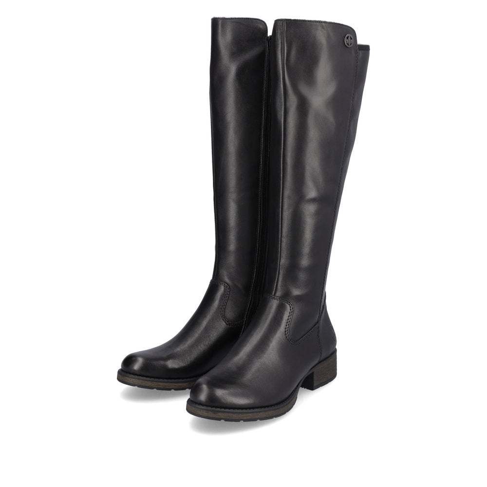 RIEKER - Z9591-01 LONG FLAT BOOT - BLACK