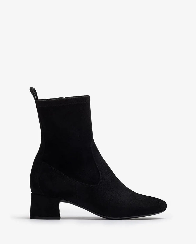 UNISA LEMICO LOW HEEL ANKLE BOOT BLACK SUEDE