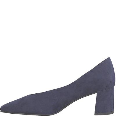 MARCO TOZZI - MEDIUM HEEL COURT SHOE - NAVY SUEDE