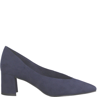 MARCO TOZZI - MEDIUM HEEL COURT SHOE - NAVY SUEDE