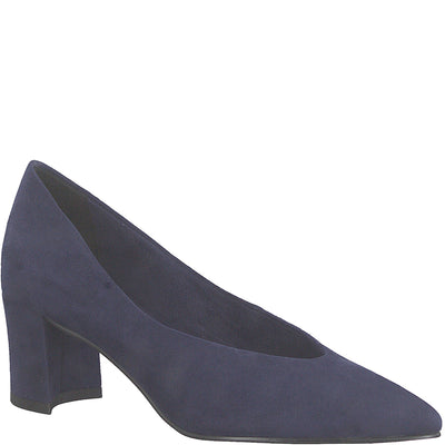 MARCO TOZZI - MEDIUM HEEL COURT SHOE - NAVY SUEDE