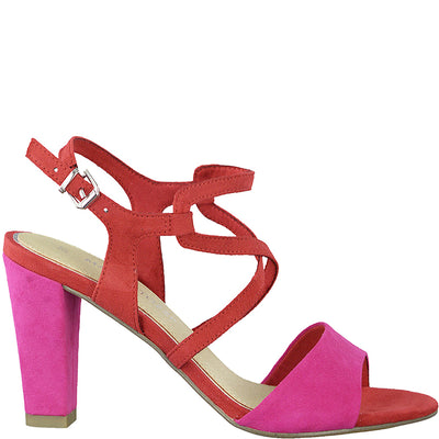 MARCO TOZZI - HI HEEL FASHION SANDAL - RED COMBI