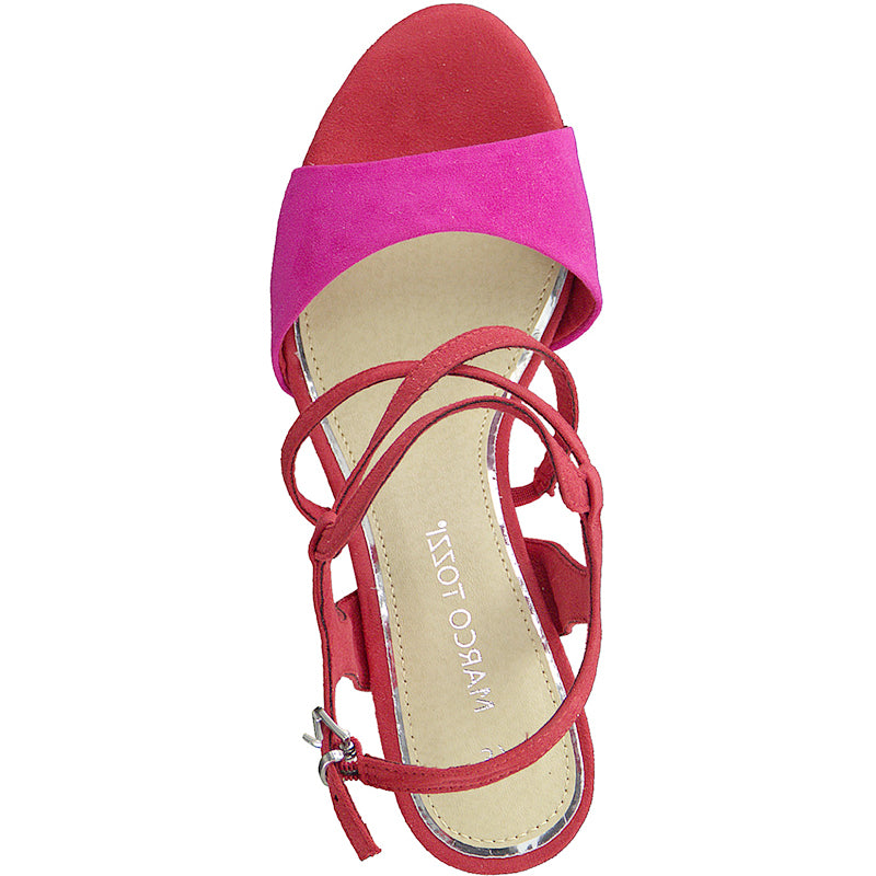 MARCO TOZZI - HI HEEL FASHION SANDAL - RED COMBI