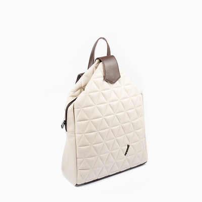 PEPE MOLL - 31130 QUILTED BACKPACK WITH ZIP CLOUSRE & MAGNETIC FLAP - CREAM